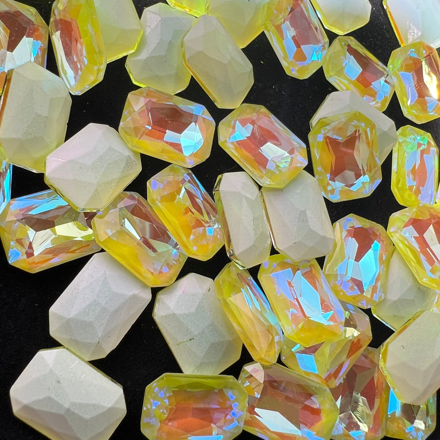 G15-Lemon Yellow Style Big Rectangle Shape DIY Bling Nail Diamonds