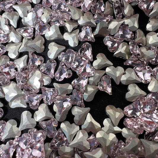 G04-Pink Style Small Size Crooked Shape Glass Bling Nail Diamonds