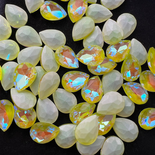 G18-Mocha Lemon Yellow Style Big Water Drop Shape DIY Bling Nail Diamonds