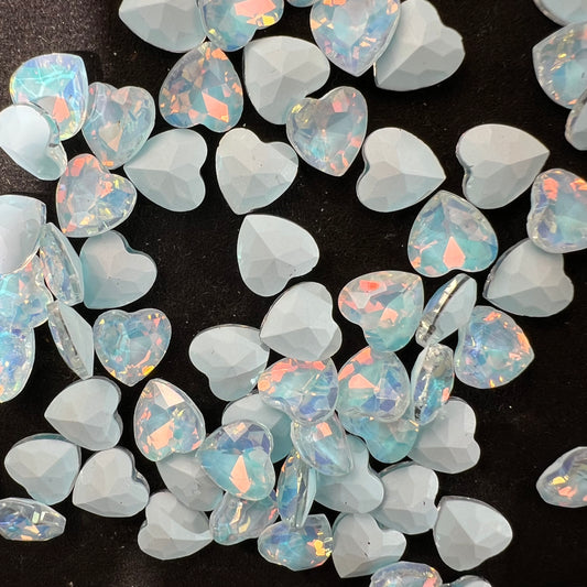 G09-Light Blue Style Peach Heart Shape Glass Bling Nail Diamonds