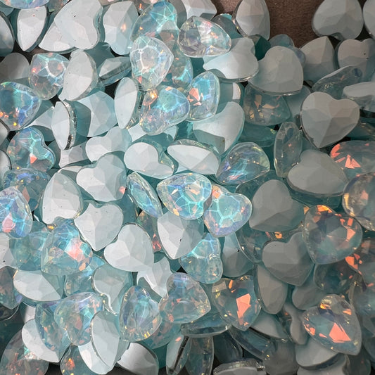 G09-Light Blue Style Peach Heart Shape Glass Bling Nail Diamonds