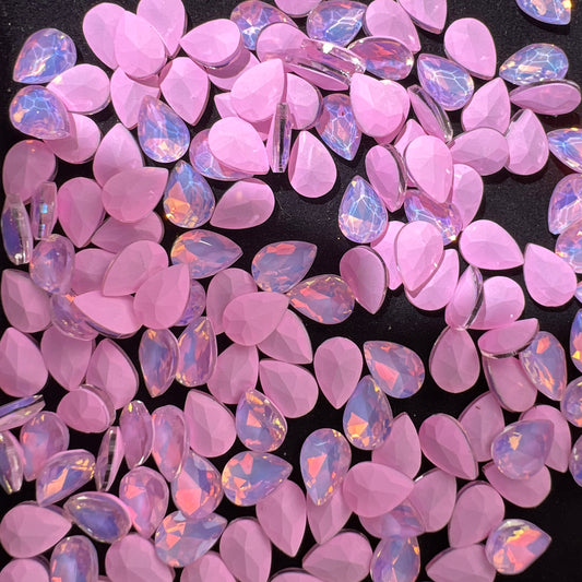 G05-Pink Style Water Drop Shape Bling Glass Mocha Nail Diamonds