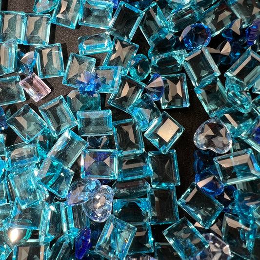 G10-Clear Blue Style Mixed Shape Glass Bling Nail Diamonds