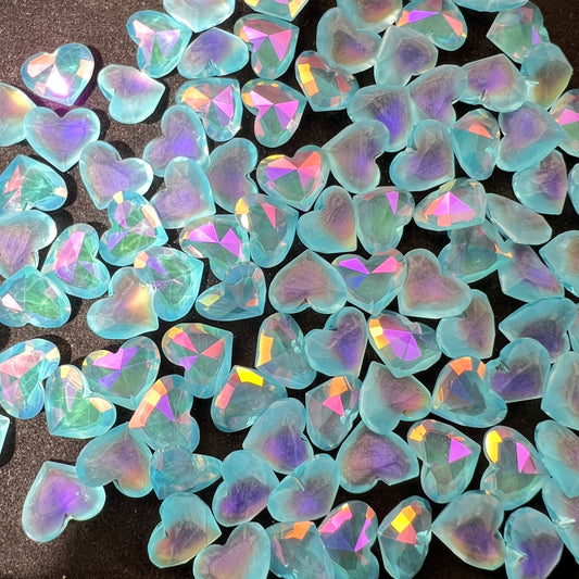 G03-High Quality Blue Style Heart Shape Glass Nail Bling Diamonds
