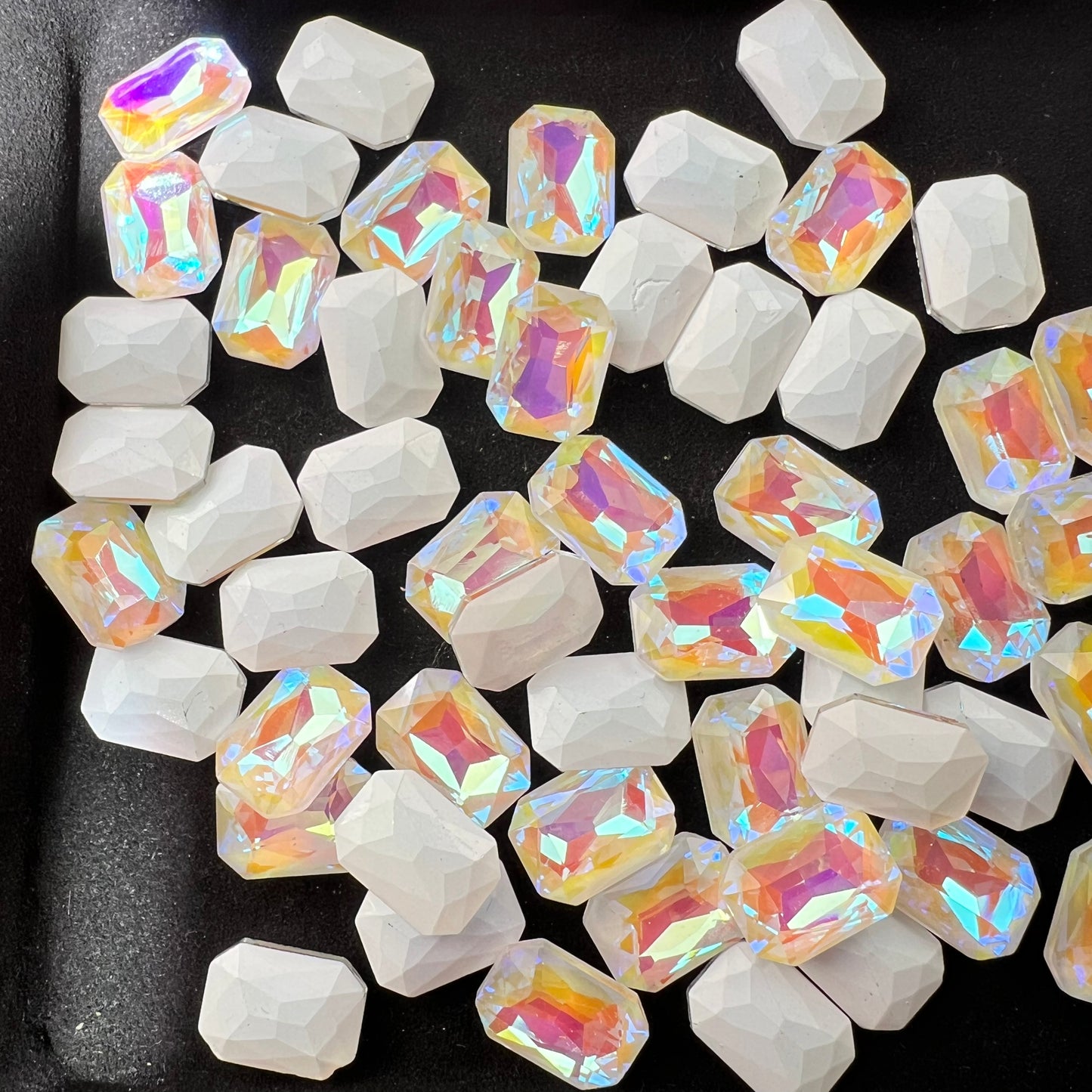 G16-Mocha White Style Big Rectangle Shape DIY Bling Nail Diamonds