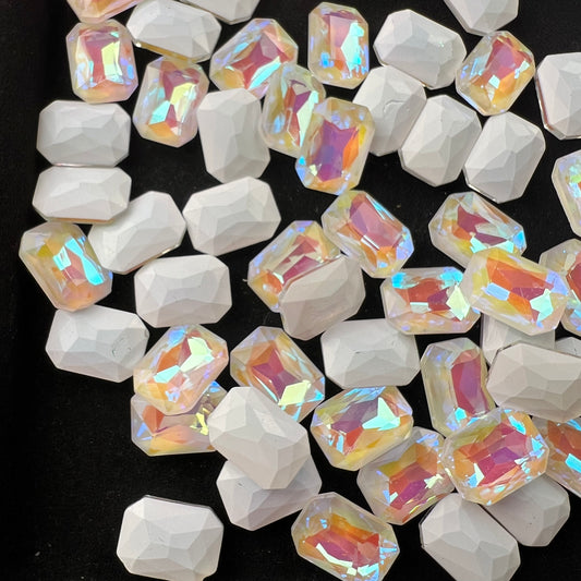 G16-Mocha White Style Big Rectangle Shape DIY Bling Nail Diamonds